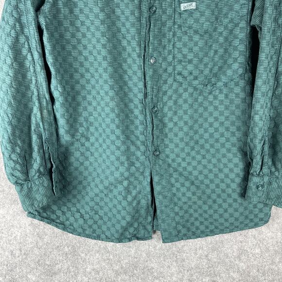 Vintage Guess Georges Marciano Shirt Mens 2 Green Textured Button Up 80s USA - Picture 3 of 15